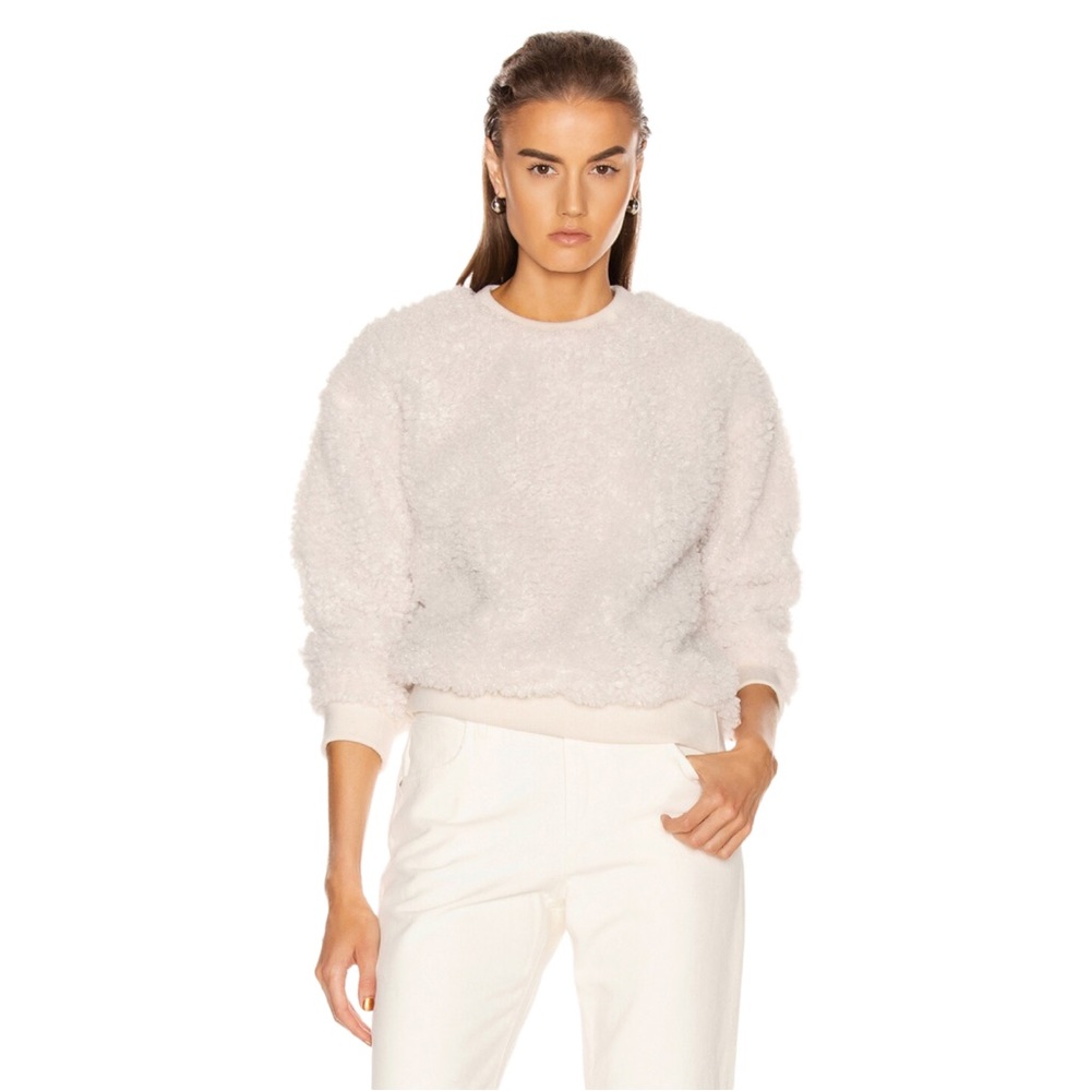 RtA Emma Fleece Pullover Teddy Sweater in White (XS)